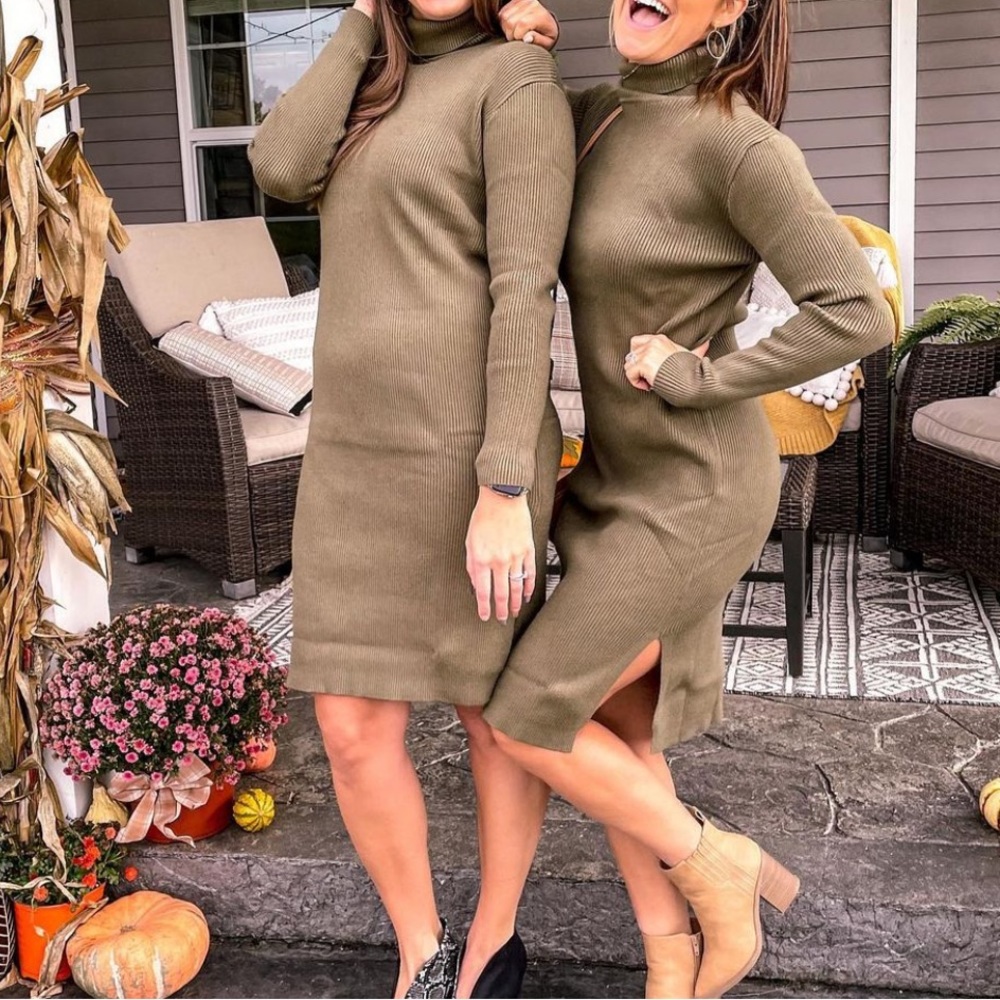 Olive Green Sweater Dress
